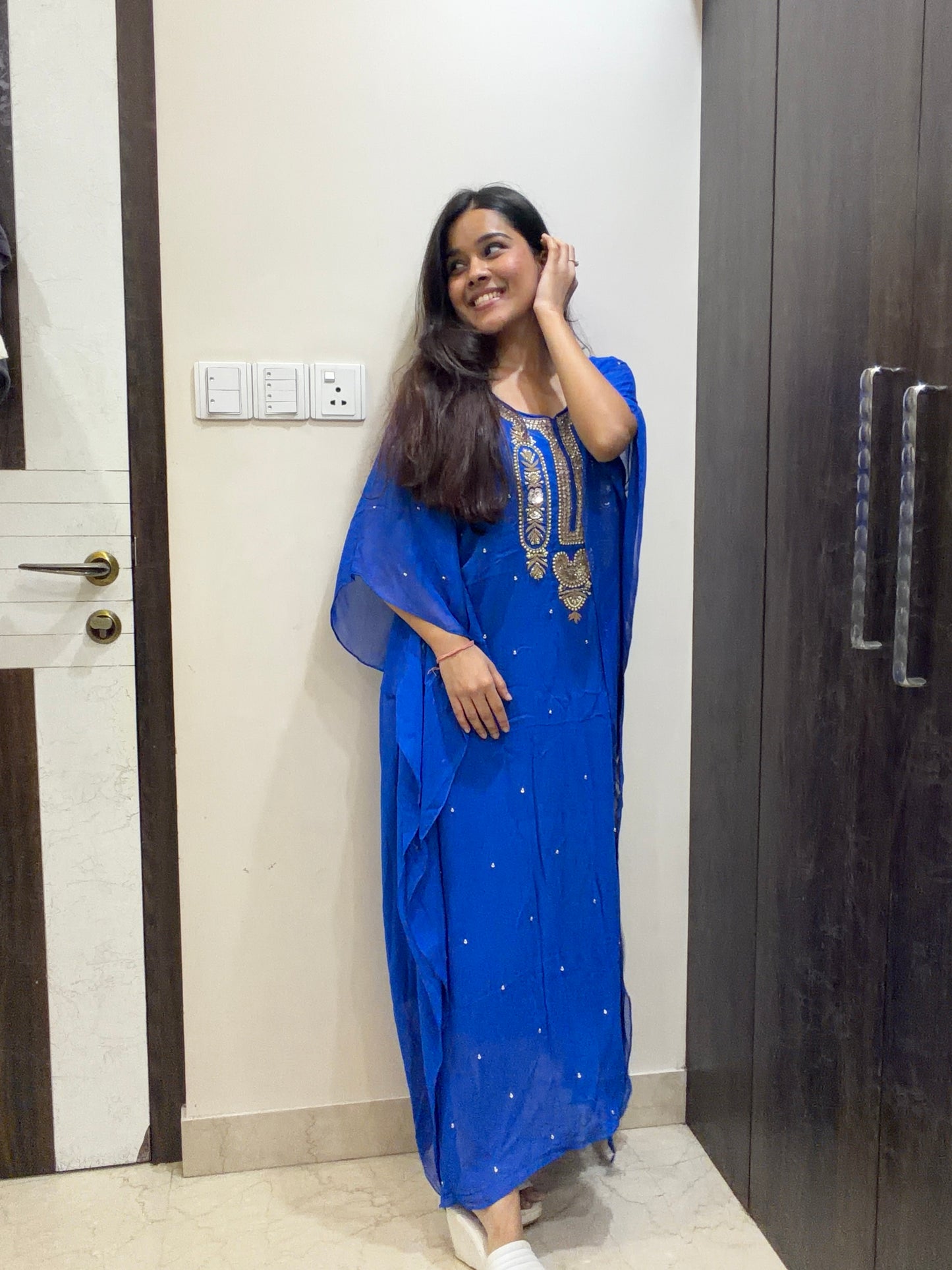 Prachi chopra in Royal Blue Embroidered Kaftan