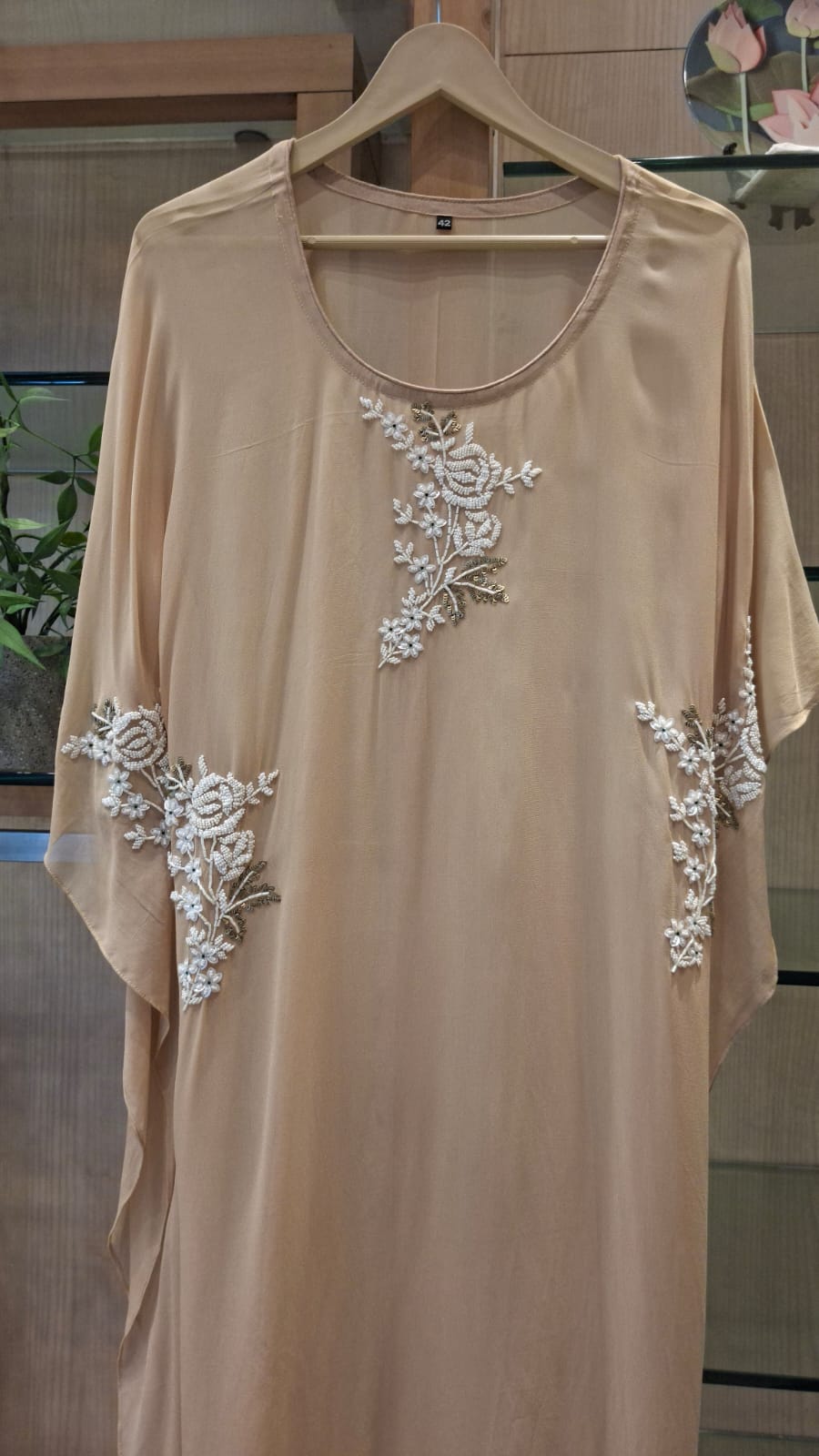 Floral Pearl Drape Kaftan - J.BEHARI