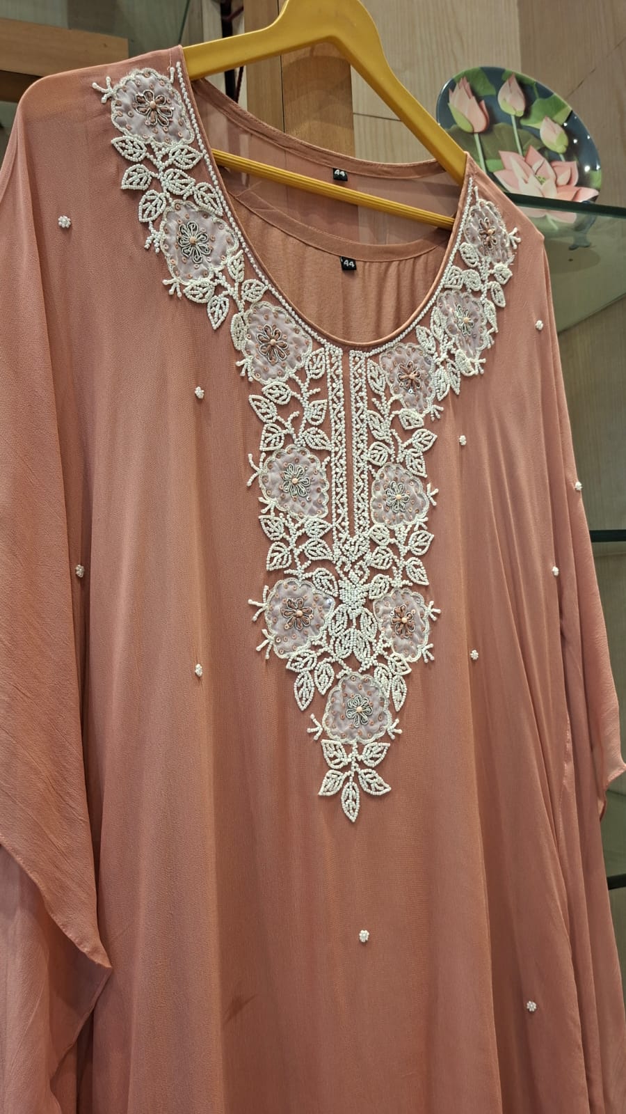 Pearl Embroidered Georgette Kaftan - J.BEHARI