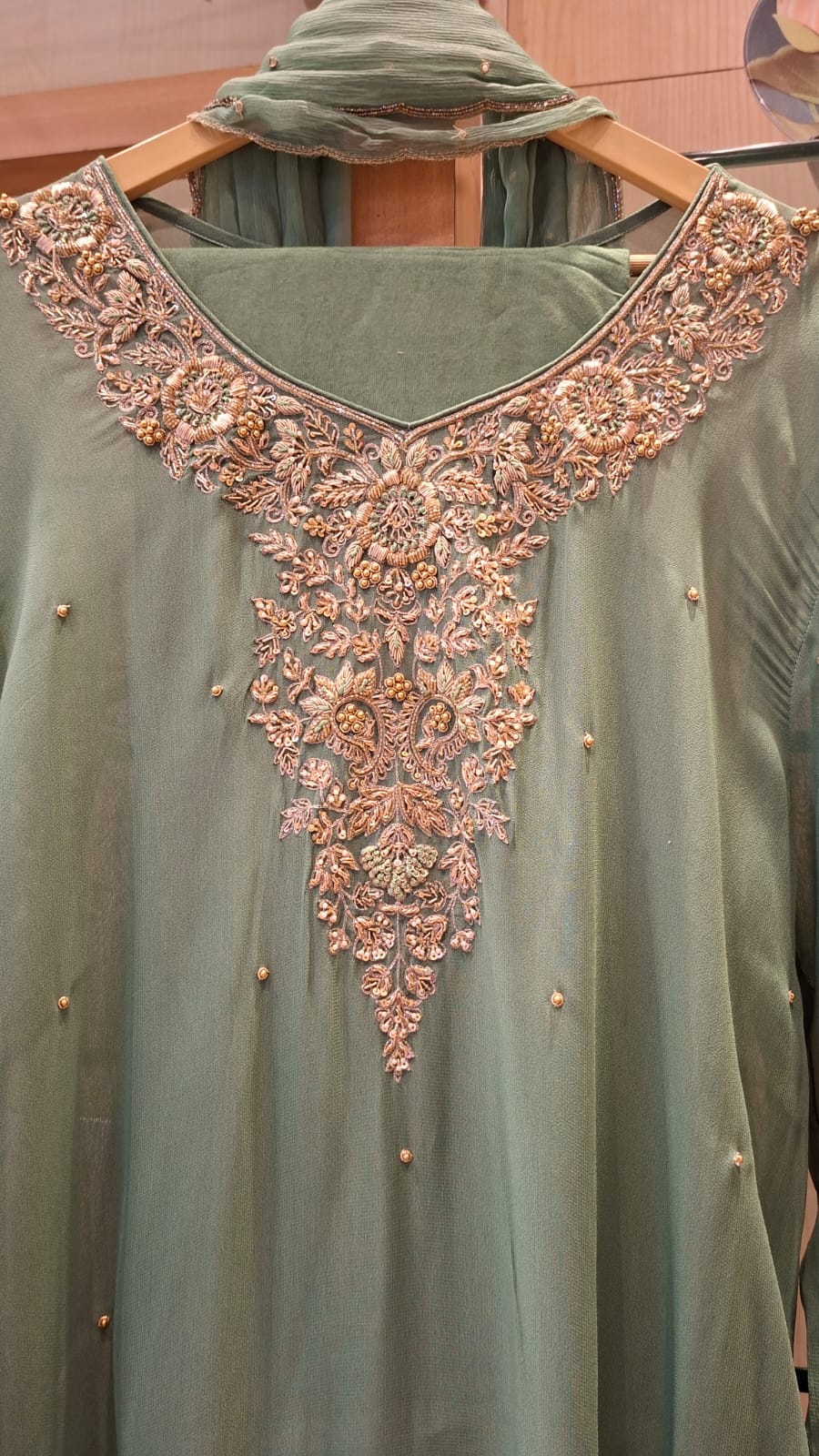 Privika georgette Sequin & Zardozi Semistitched Suits pcs - J.BEHARI