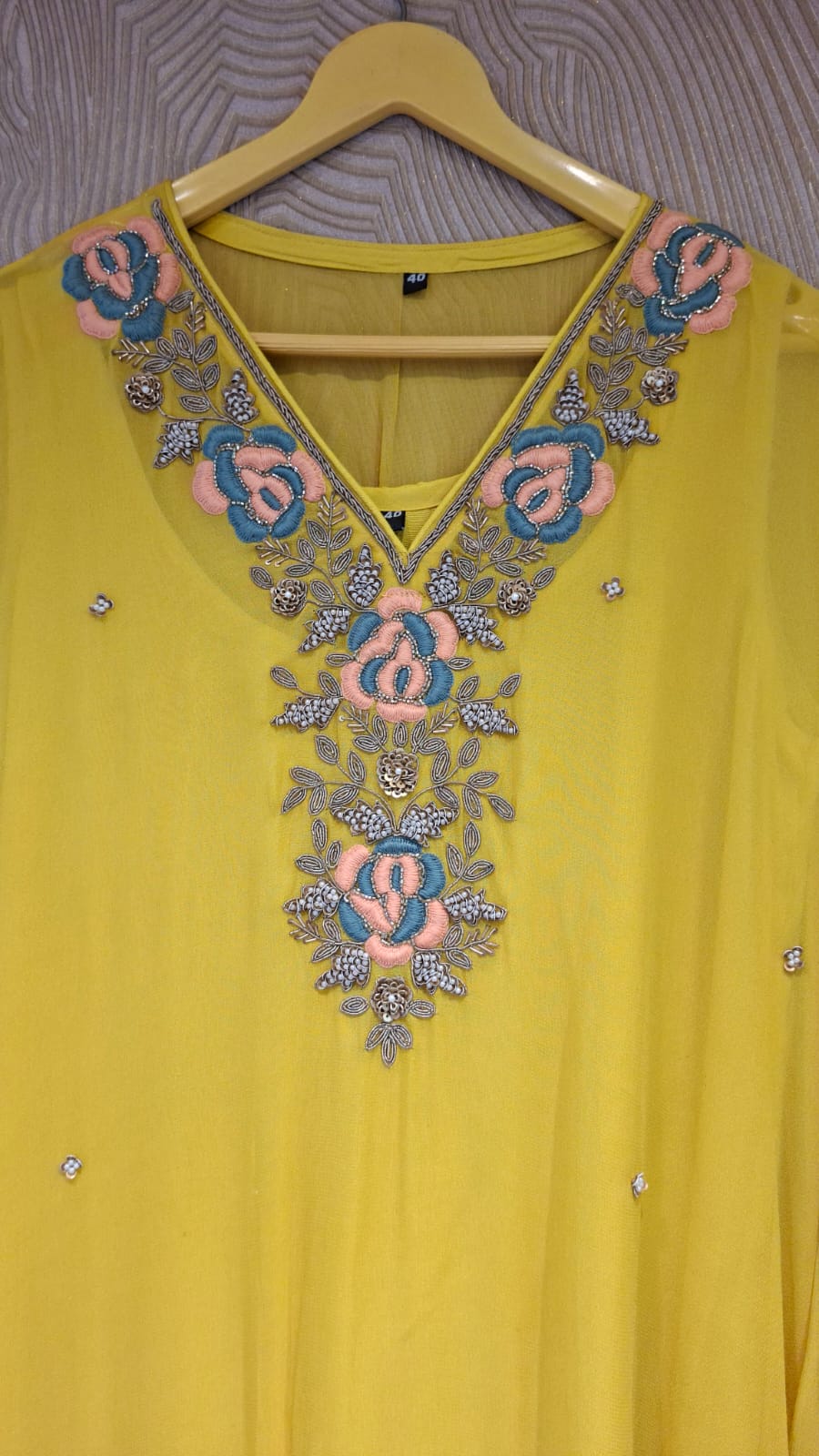 Royale Handcrafted Zardozi & Cutdana Georgette Kaftan - J.BEHARI