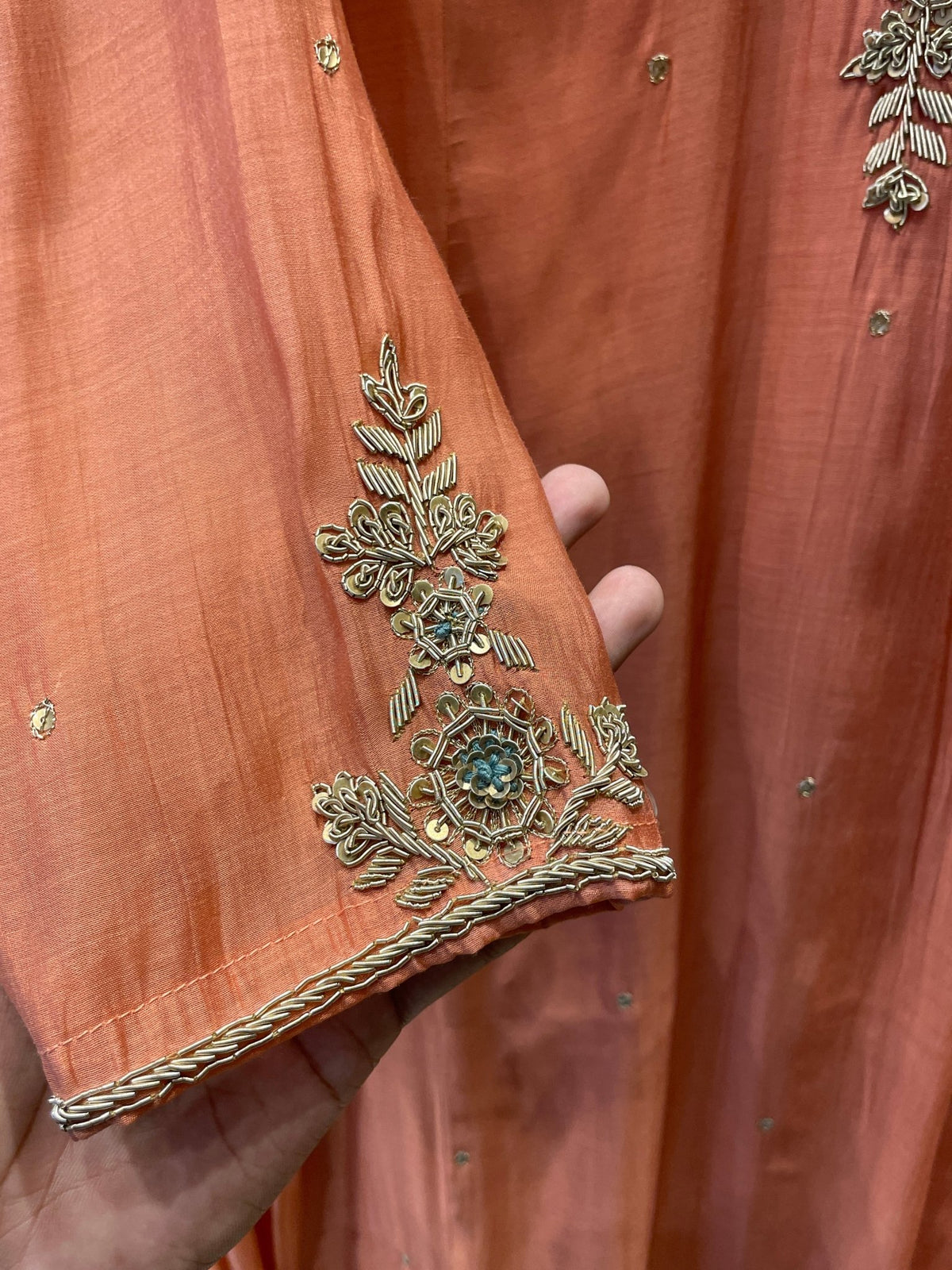 V-Neck Zardozi Mul Chanderi Stitched Suit Set - J.BEHARI