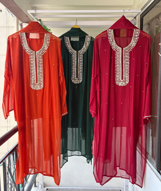 New Riyasa  Handcrafted  sarwoski embroidery and zardozi embroidery Semi-Stitched Suit