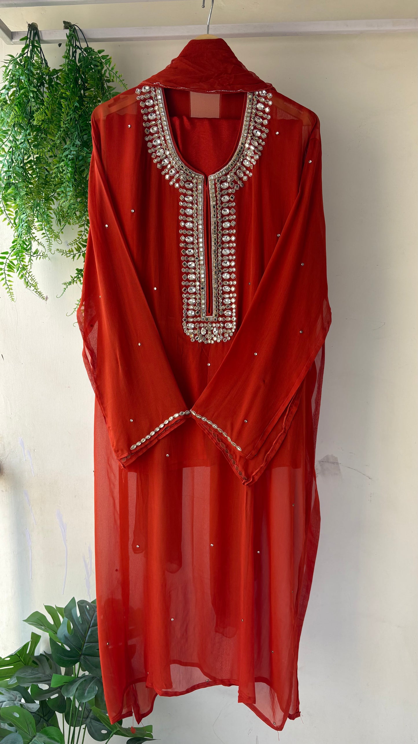 New Riyasa  Handcrafted  sarwoski embroidery and zardozi embroidery Semi-Stitched Suit
