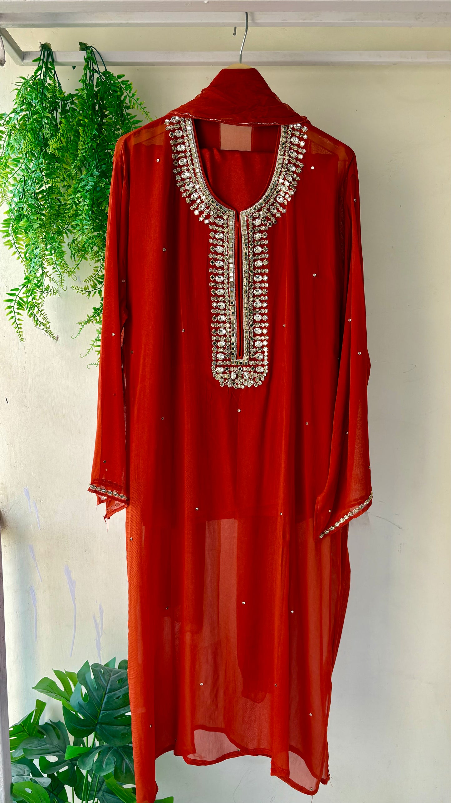 New Riyasa  Handcrafted  sarwoski embroidery and zardozi embroidery Semi-Stitched Suit