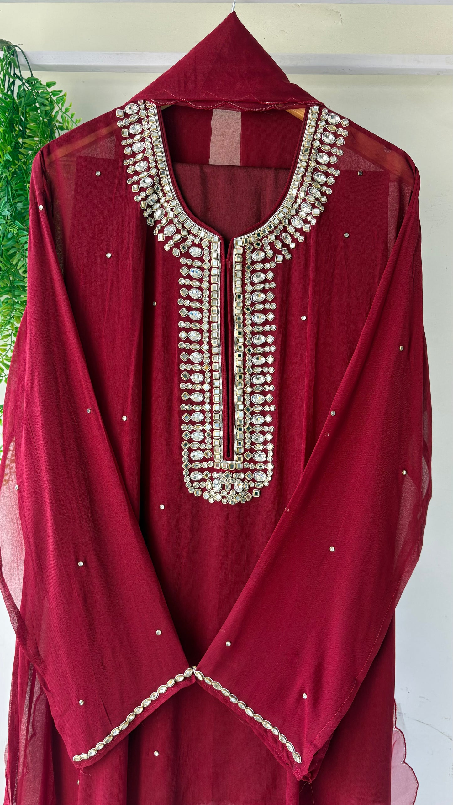 New Riyasa  Handcrafted  sarwoski embroidery and zardozi embroidery Semi-Stitched Suit