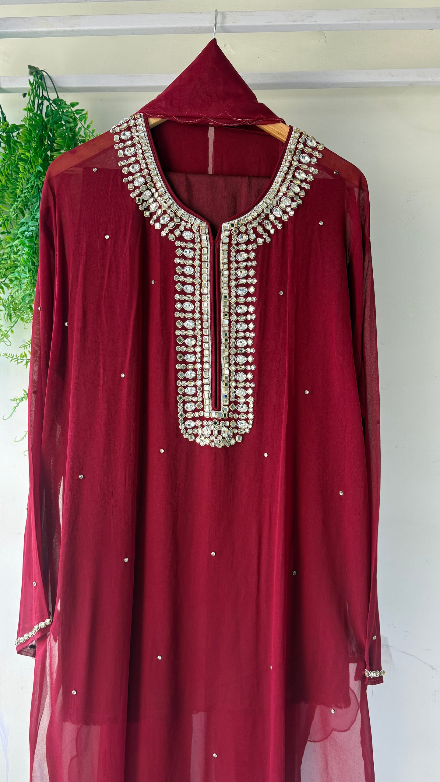 New Riyasa  Handcrafted  sarwoski embroidery and zardozi embroidery Semi-Stitched Suit