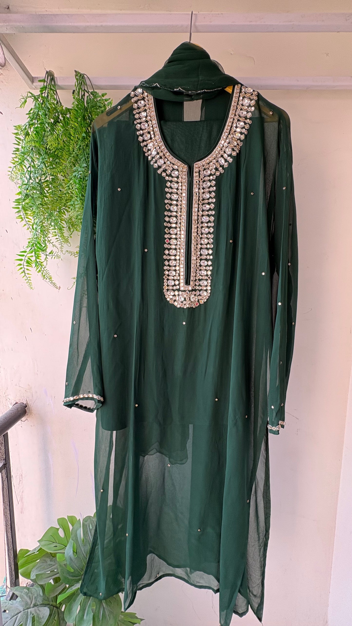 New Riyasa  Handcrafted  sarwoski embroidery and zardozi embroidery Semi-Stitched Suit