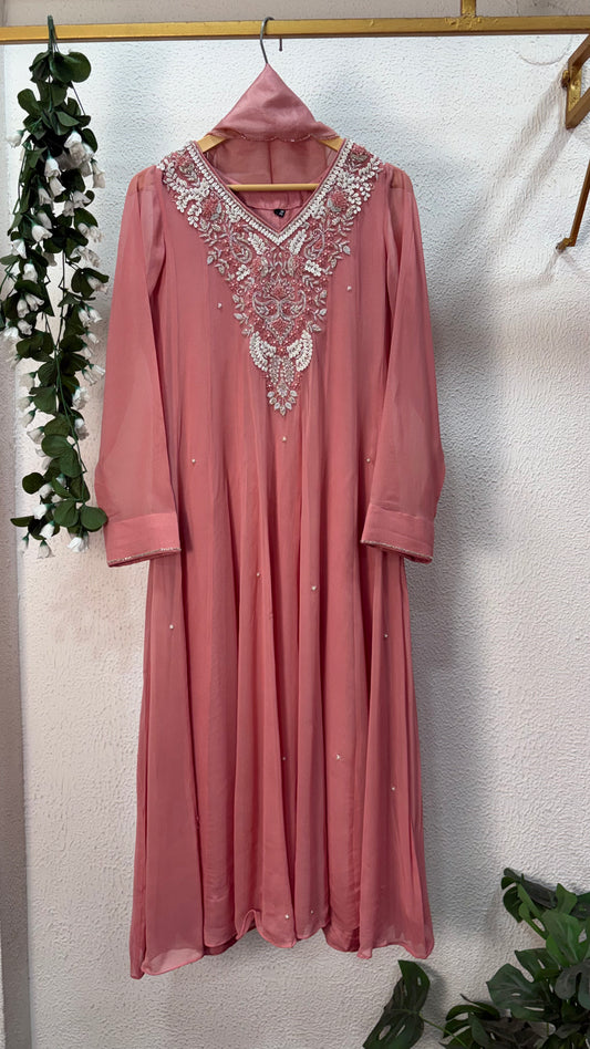 Gulnaar Blush Katdana & Sequin Embroidered Anarkali Suit Set ✨🌸