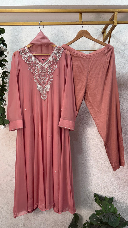 Gulnaar Blush Katdana & Sequin Embroidered Anarkali Suit Set ✨🌸