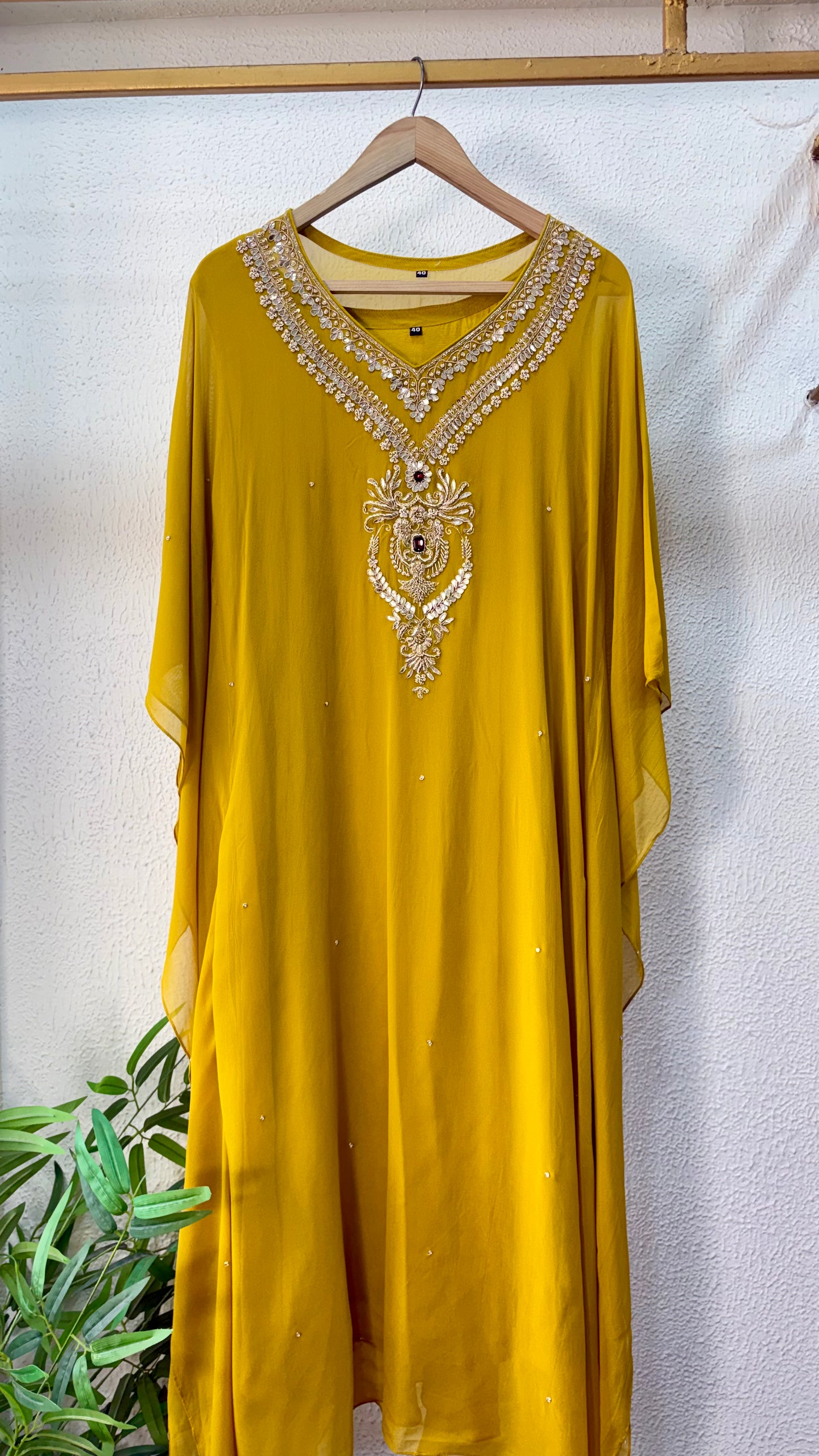 Burnt Orange & Mustard Yellow Handcrafted Georgette Kaftan
