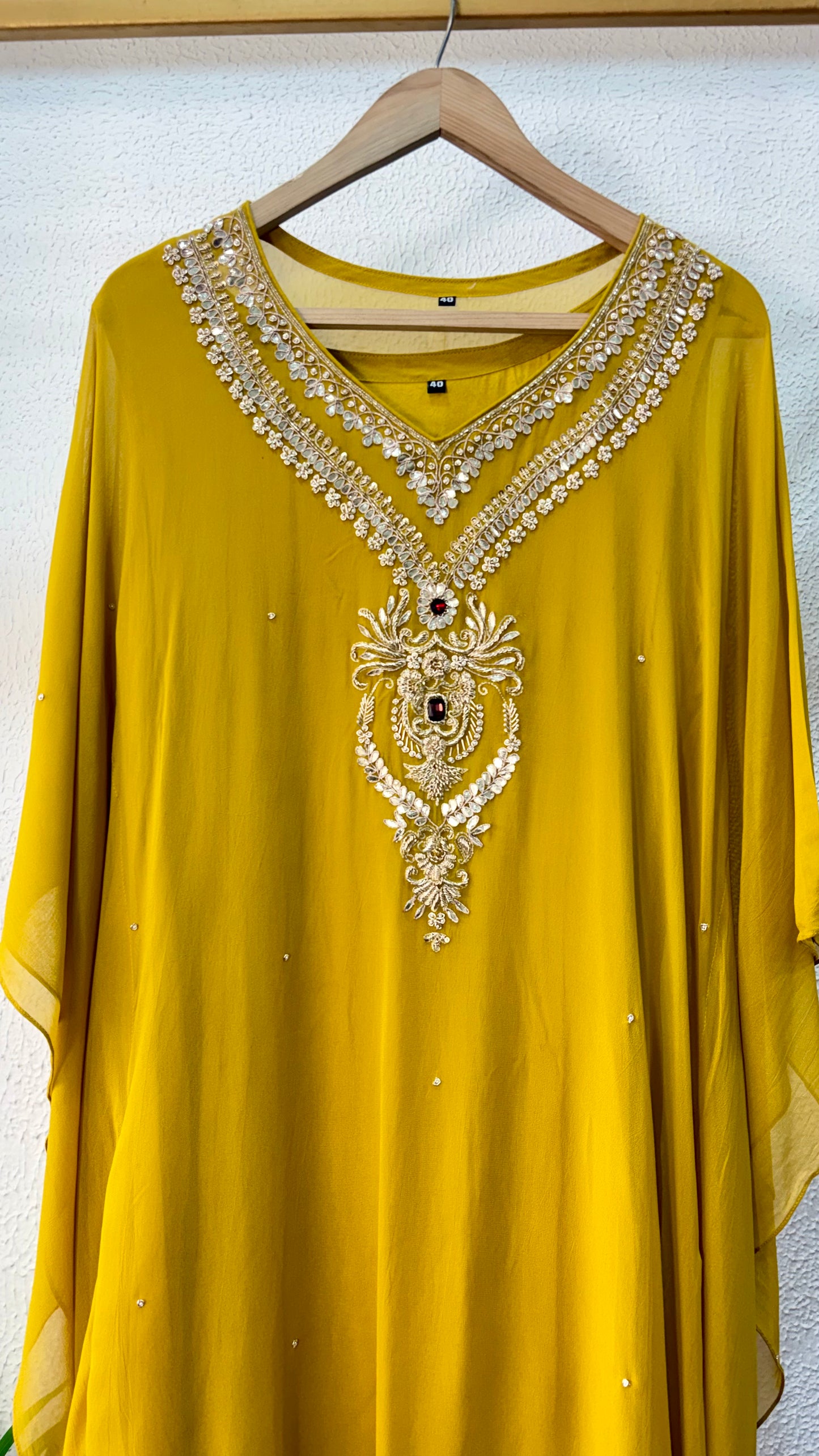 Burnt Orange & Mustard Yellow Handcrafted Georgette Kaftan