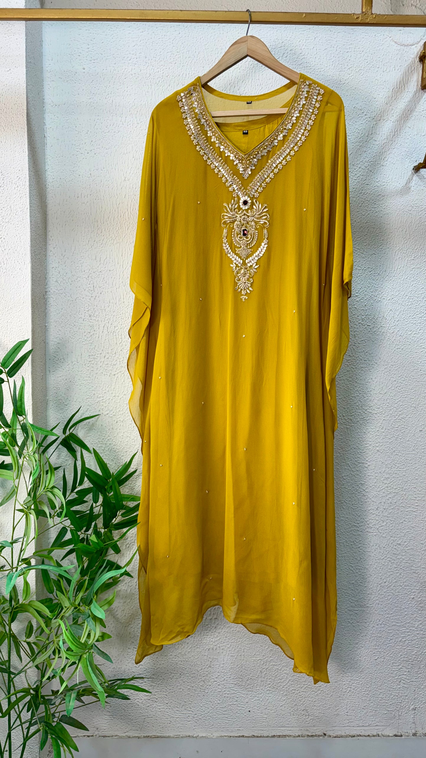 Burnt Orange & Mustard Yellow Handcrafted Georgette Kaftan