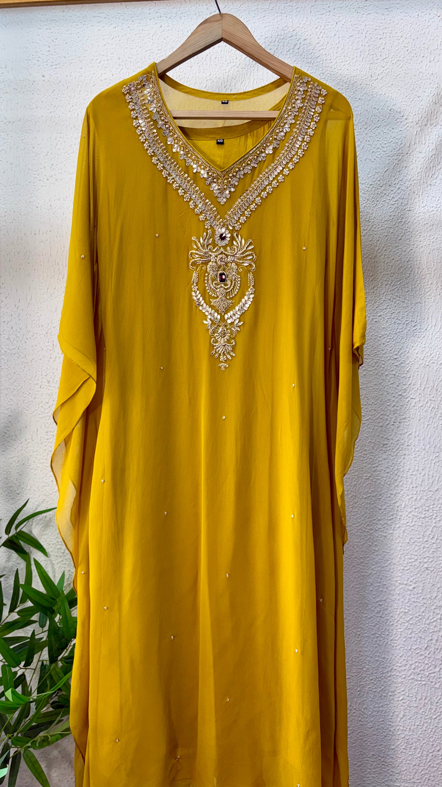 Burnt Orange & Mustard Yellow Handcrafted Georgette Kaftan