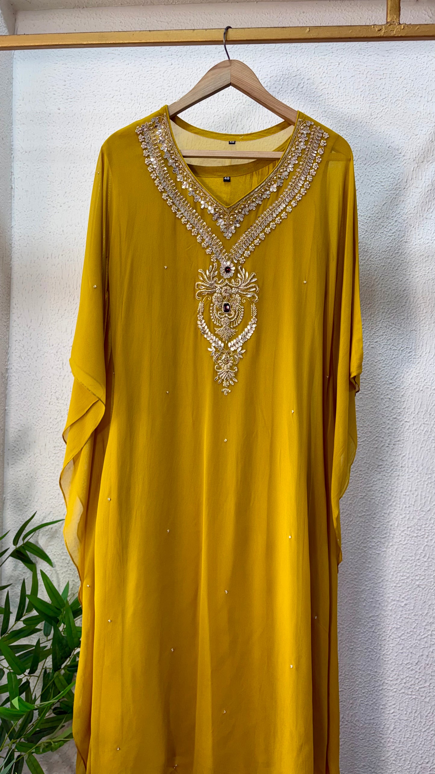Burnt Orange & Mustard Yellow Handcrafted Georgette Kaftan