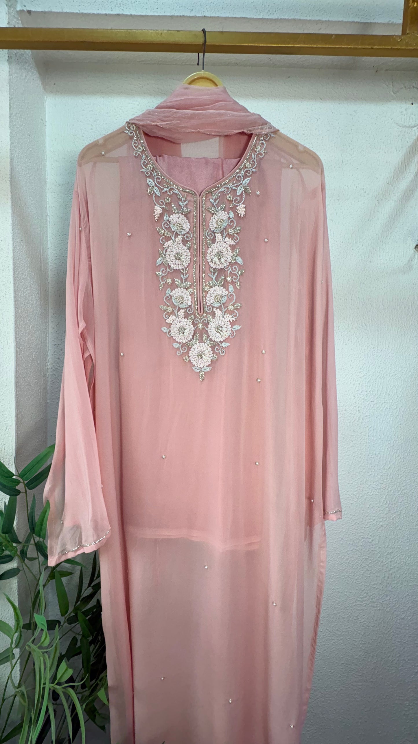 Pastel Handcrafted Semi-Stitched Suit Set