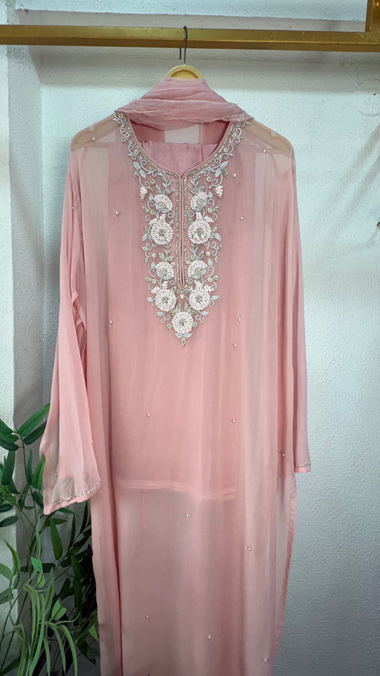 Pastel Handcrafted Semi-Stitched Suit Set