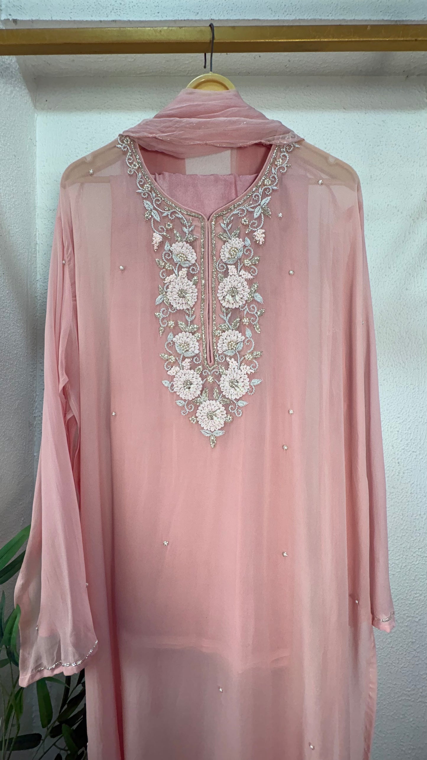 Pastel Handcrafted Semi-Stitched Suit Set