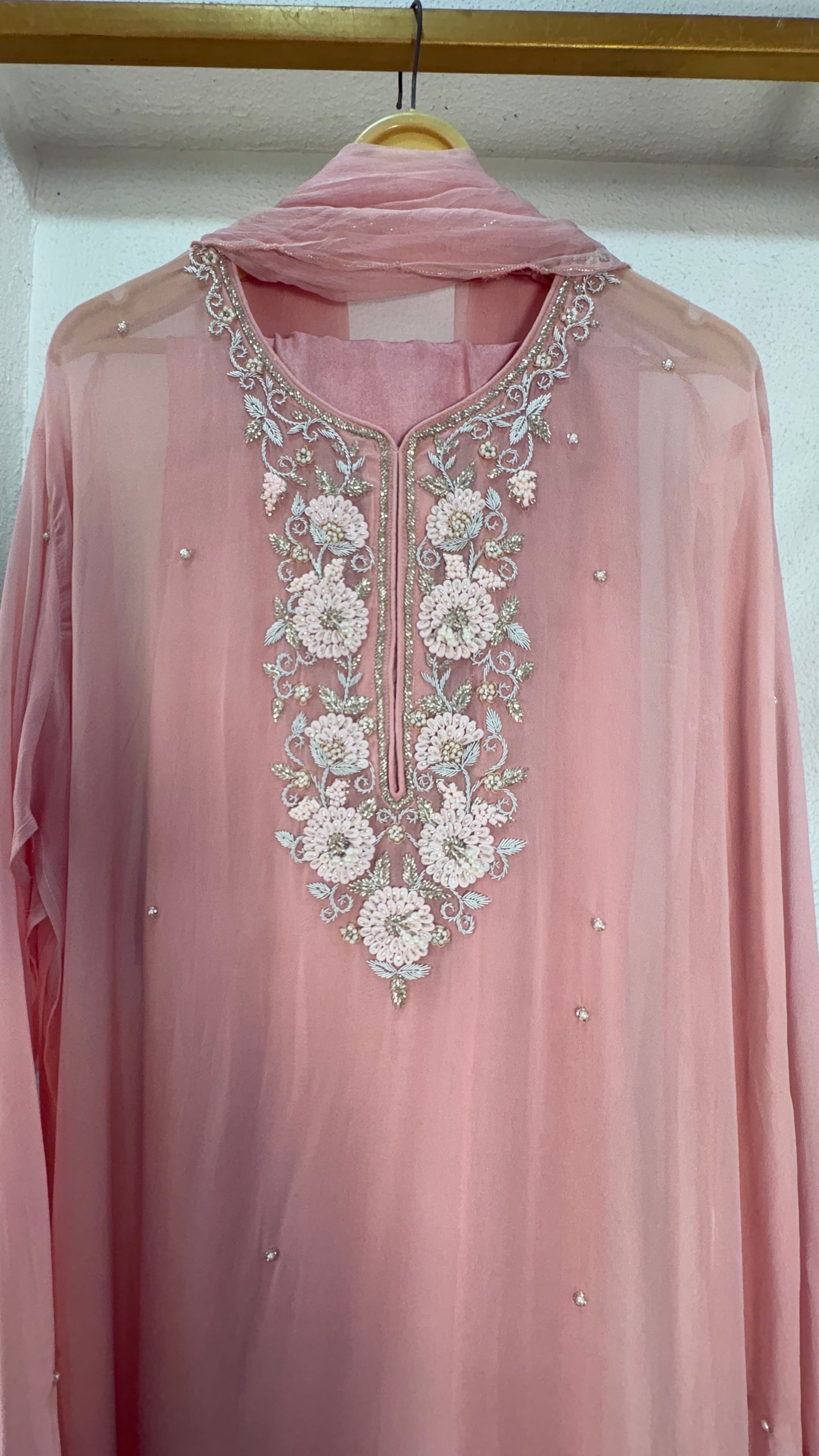 Pastel Handcrafted Semi-Stitched Suit Set