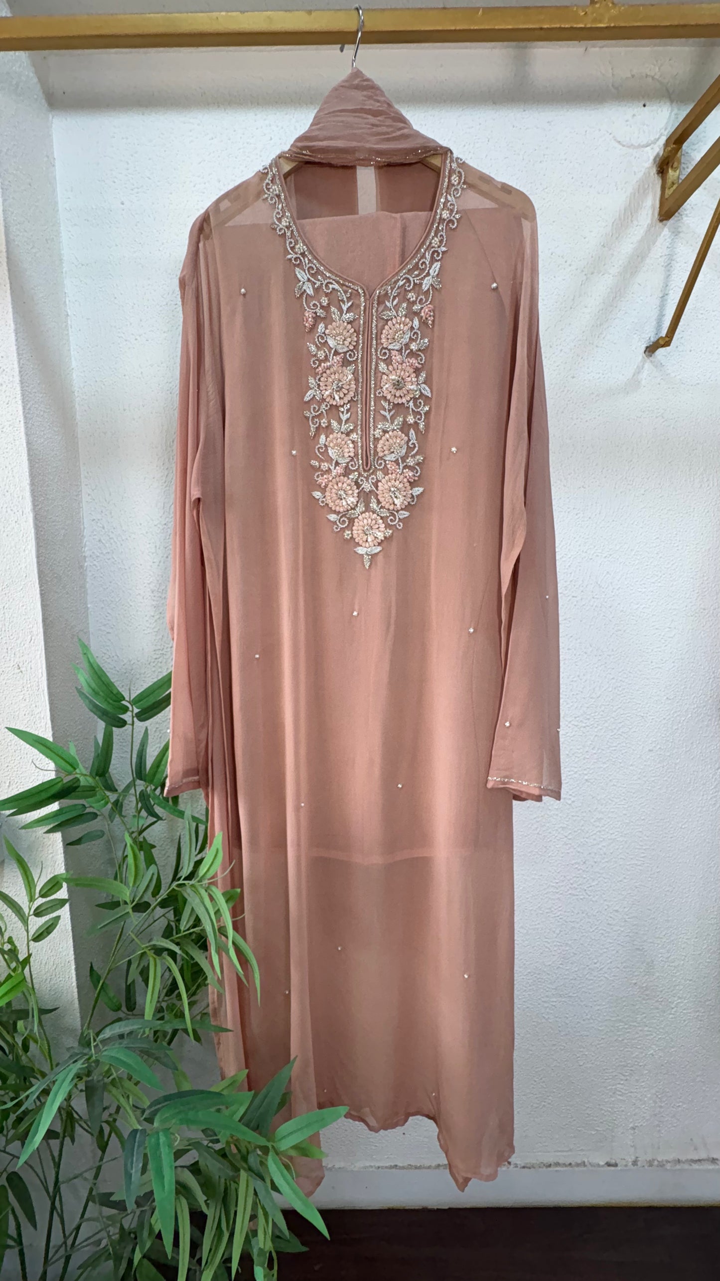 Pastel Handcrafted Semi-Stitched Suit Set