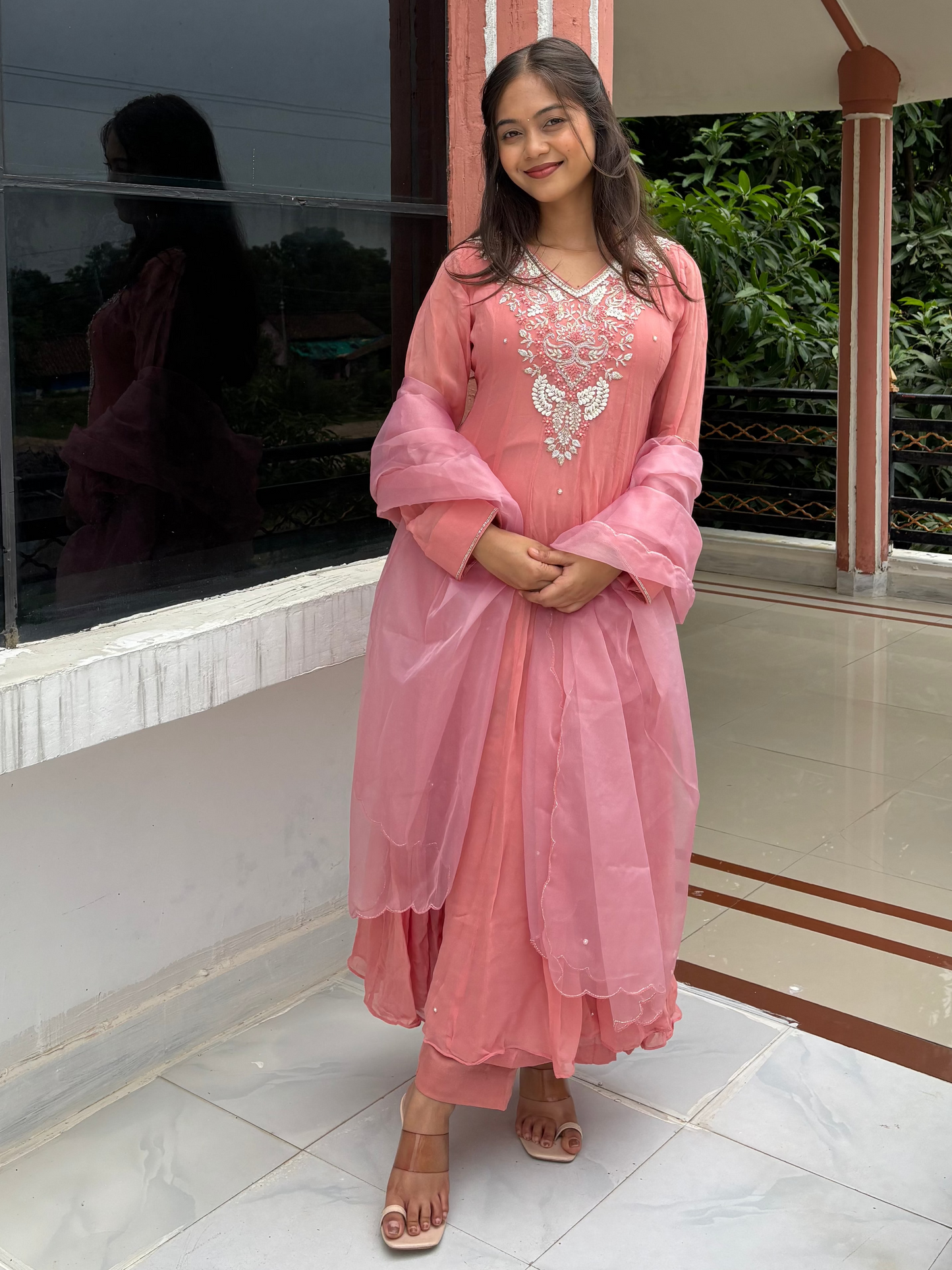 Gulnaar Blush Katdana & Sequin Embroidered Anarkali Suit Set ✨🌸