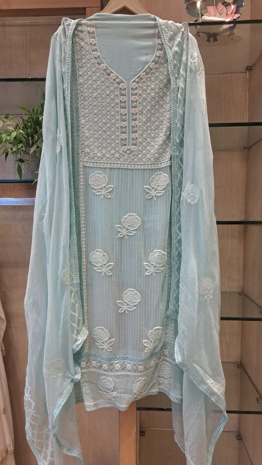 Lucknowi chikankari Unstitched Suit Set 3