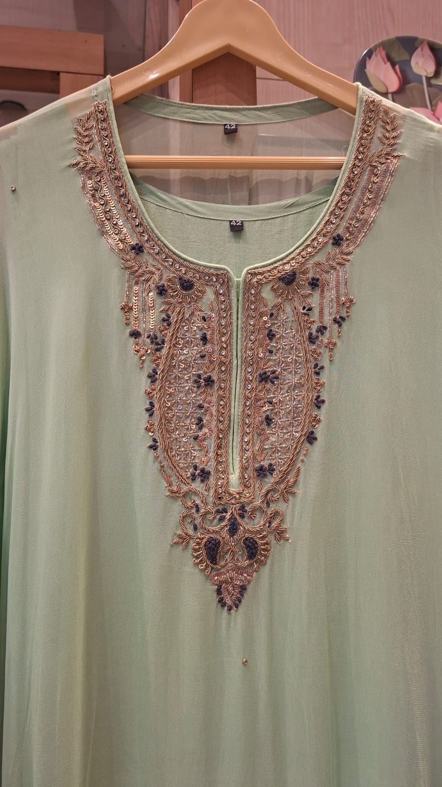 Sunehri  Zardozi Embroidered Georgette Kaftan