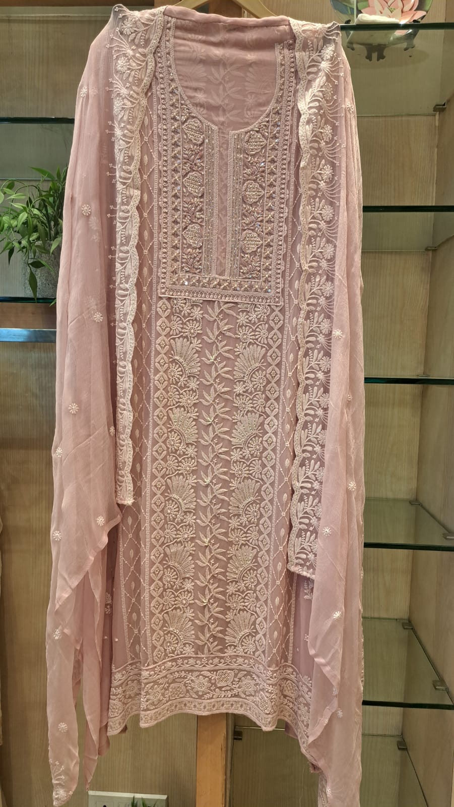 Lucknowi chikankari Unstitched Suit Set