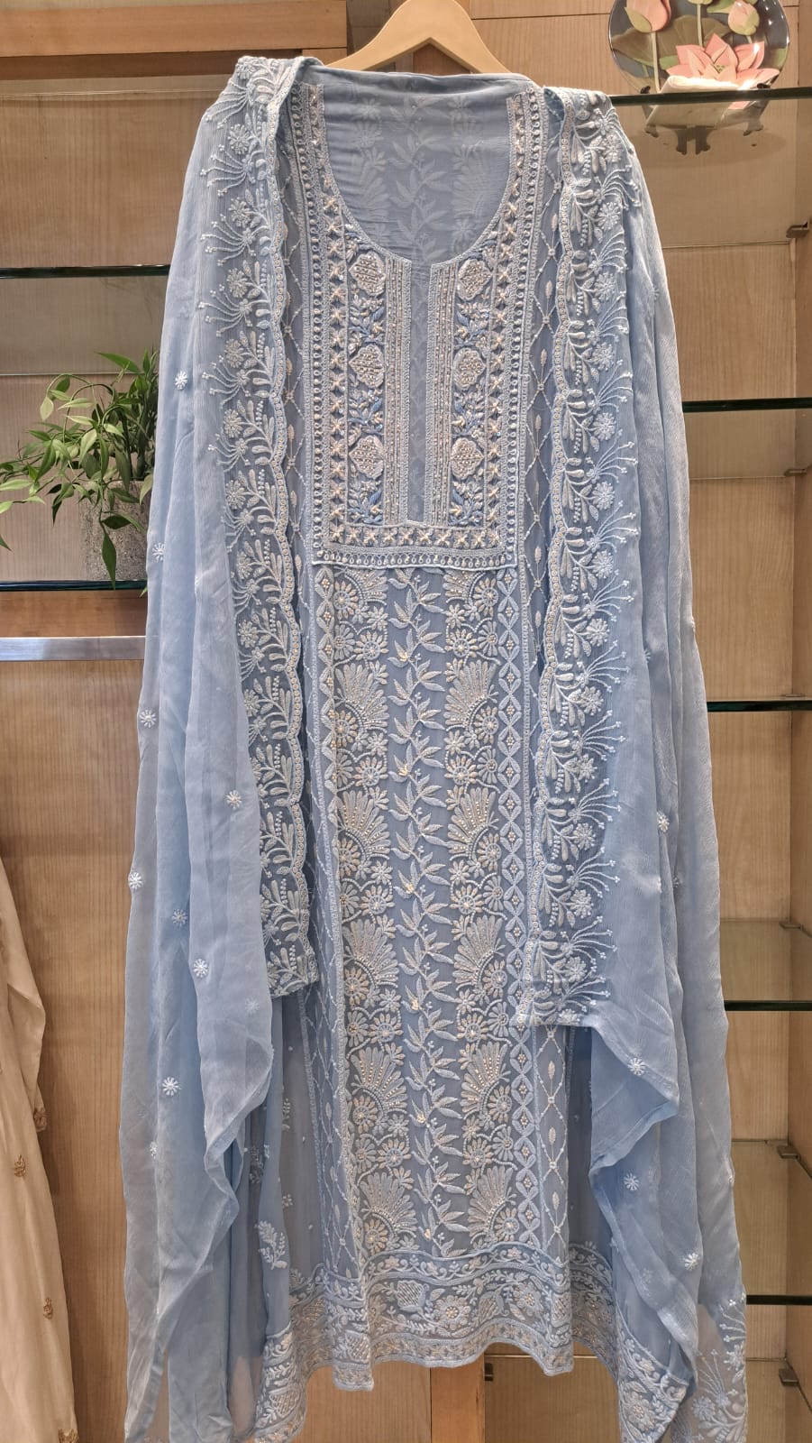 Lucknowi chikankari Unstitched Suit Set