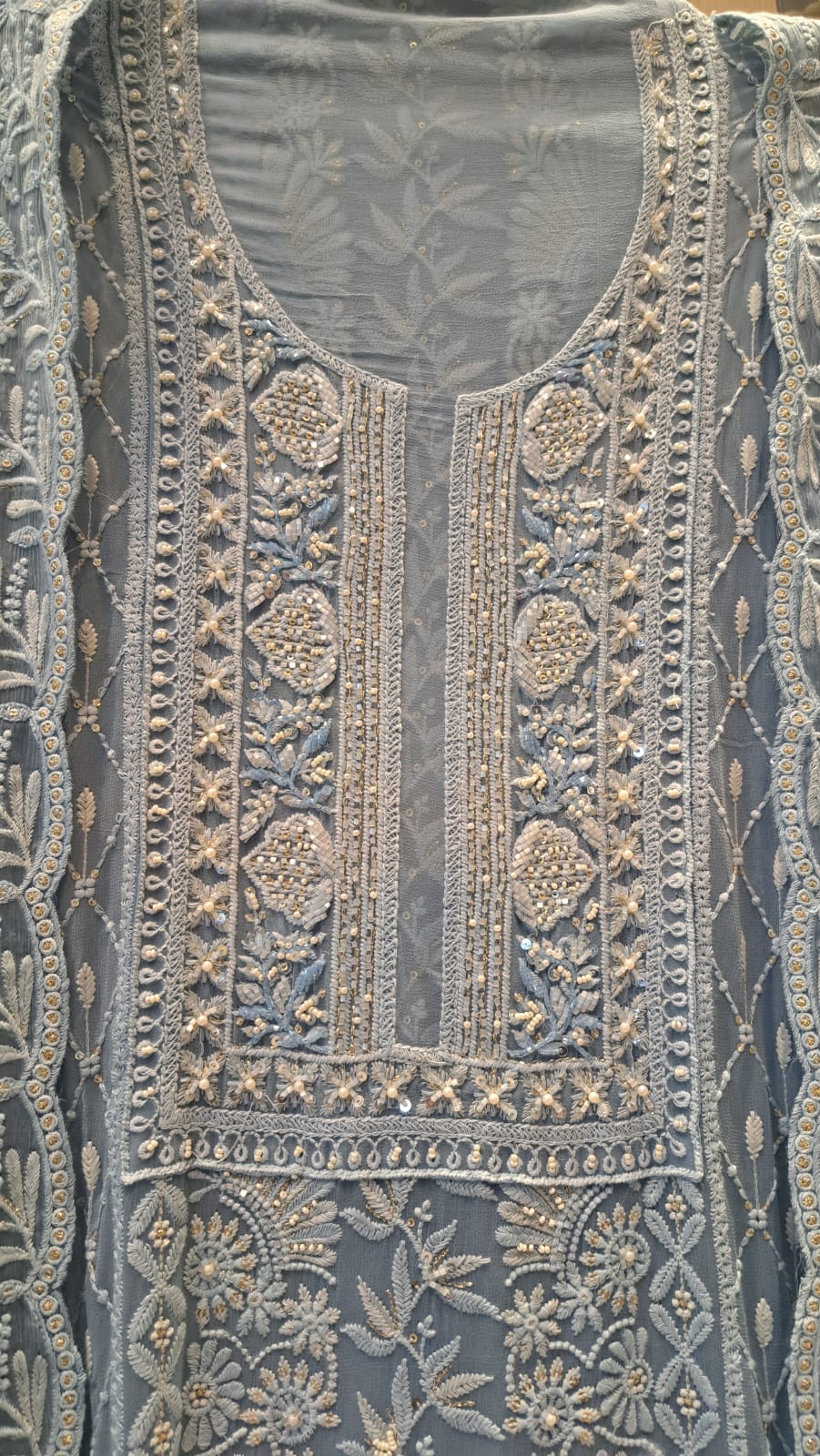 Lucknowi chikankari Unstitched Suit Set