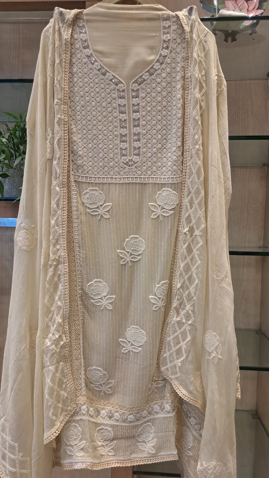 Lucknowi chikankari Unstitched Suit Set 3