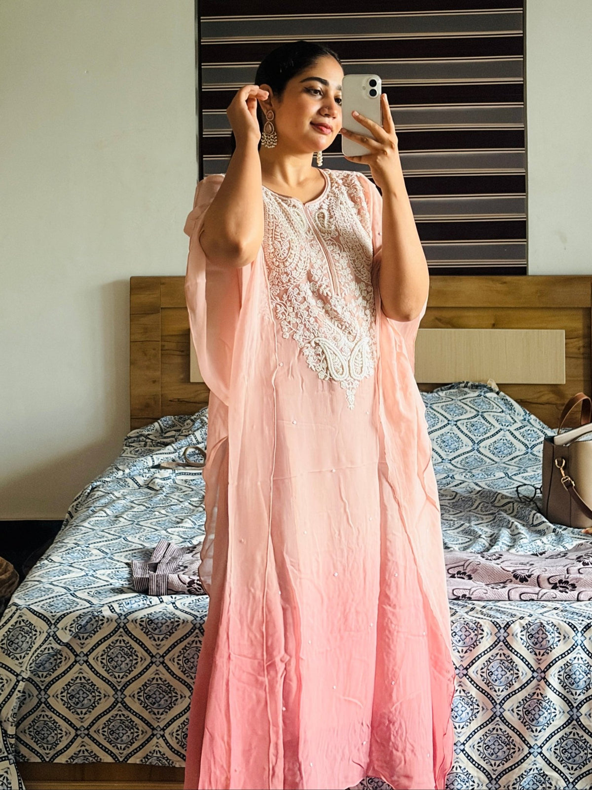 Elegant Light Kaftan with Soft Fabric & Delicate Detailing - J.BEHARI