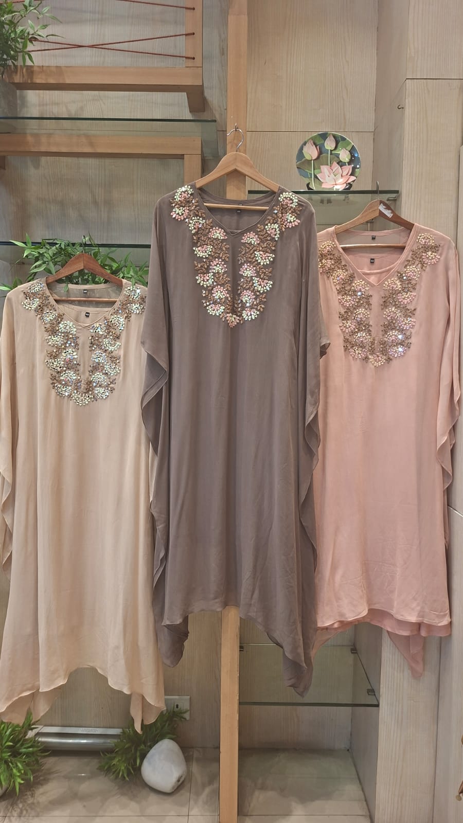 Elegant Mirror Work Kaftan Collection - J.BEHARI