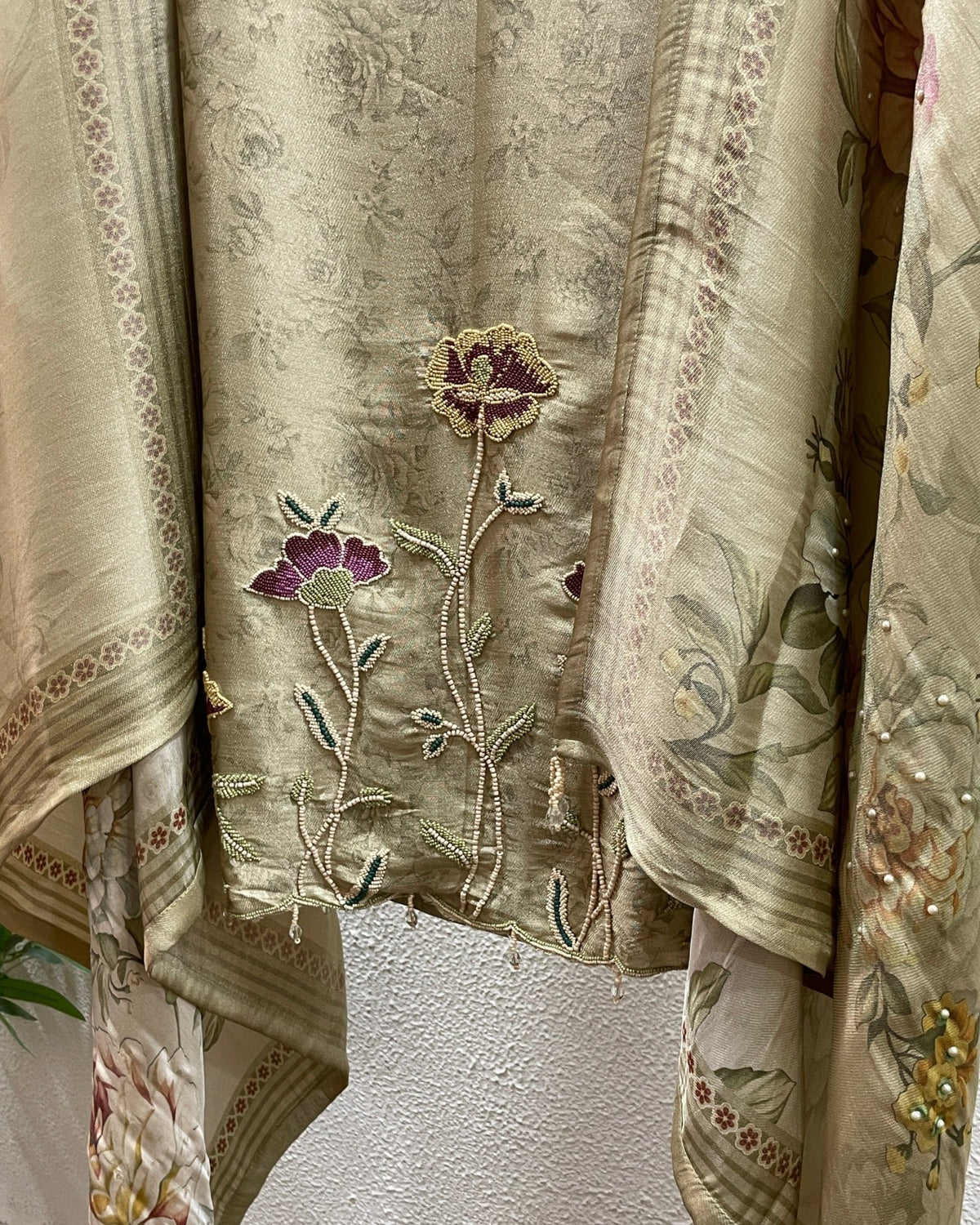 Floral Motif Silk Unstitched Suit Set - J.BEHARI