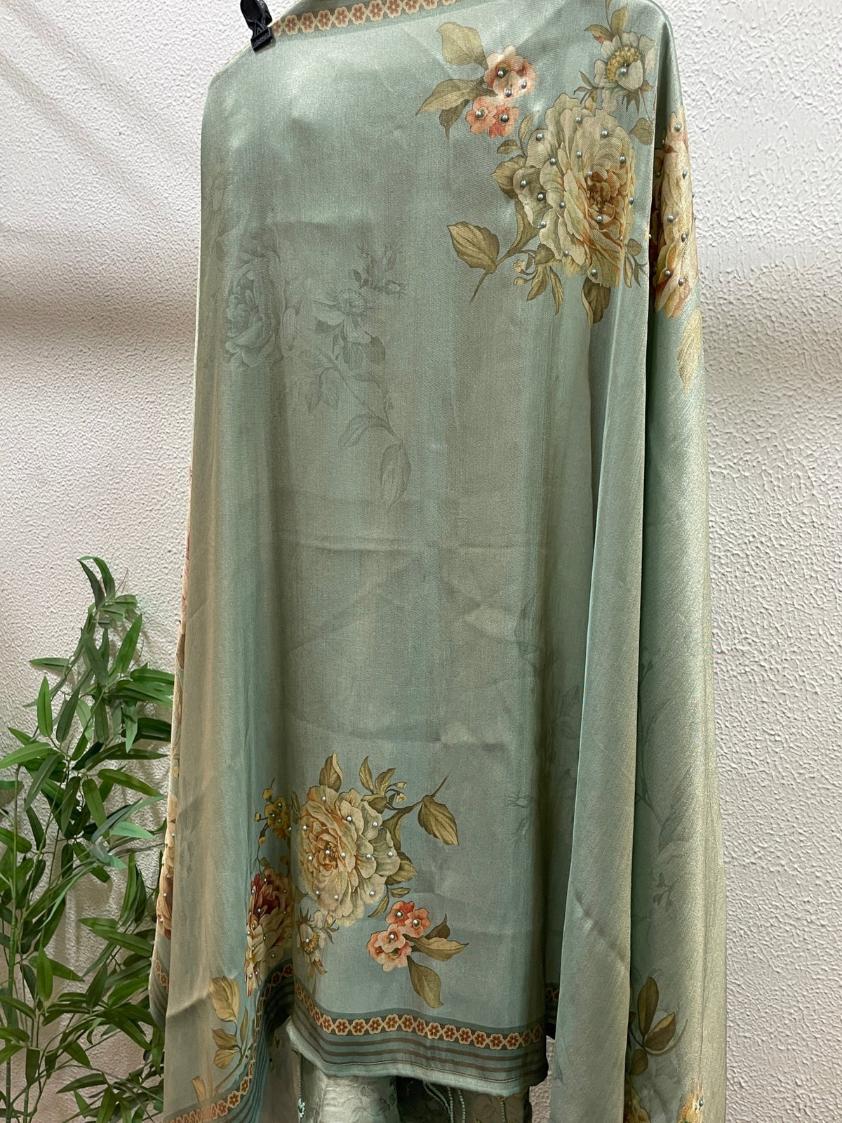 Floral Motif Silk Unstitched Suit Set - J.BEHARI