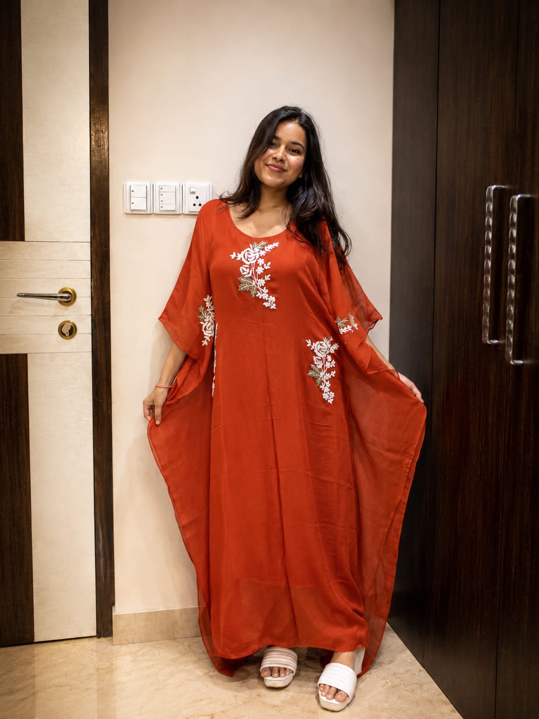 Floral Pearl Drape Kaftan - J.BEHARI