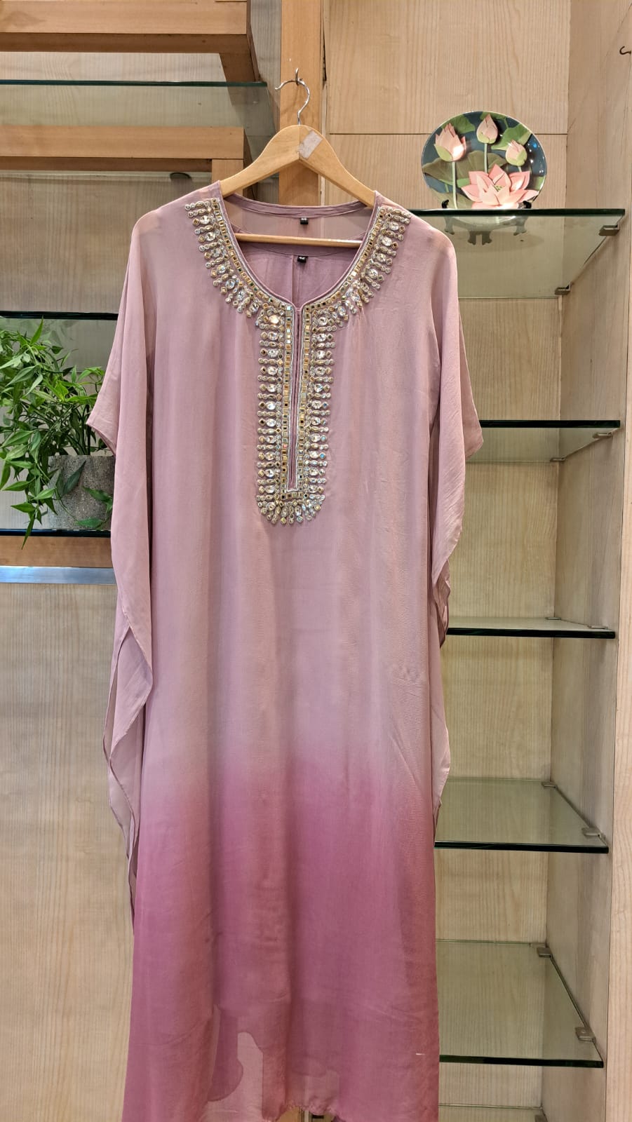 ***** handcrafted georgette kaftans sarwoskis pastels ***** - J.BEHARI
