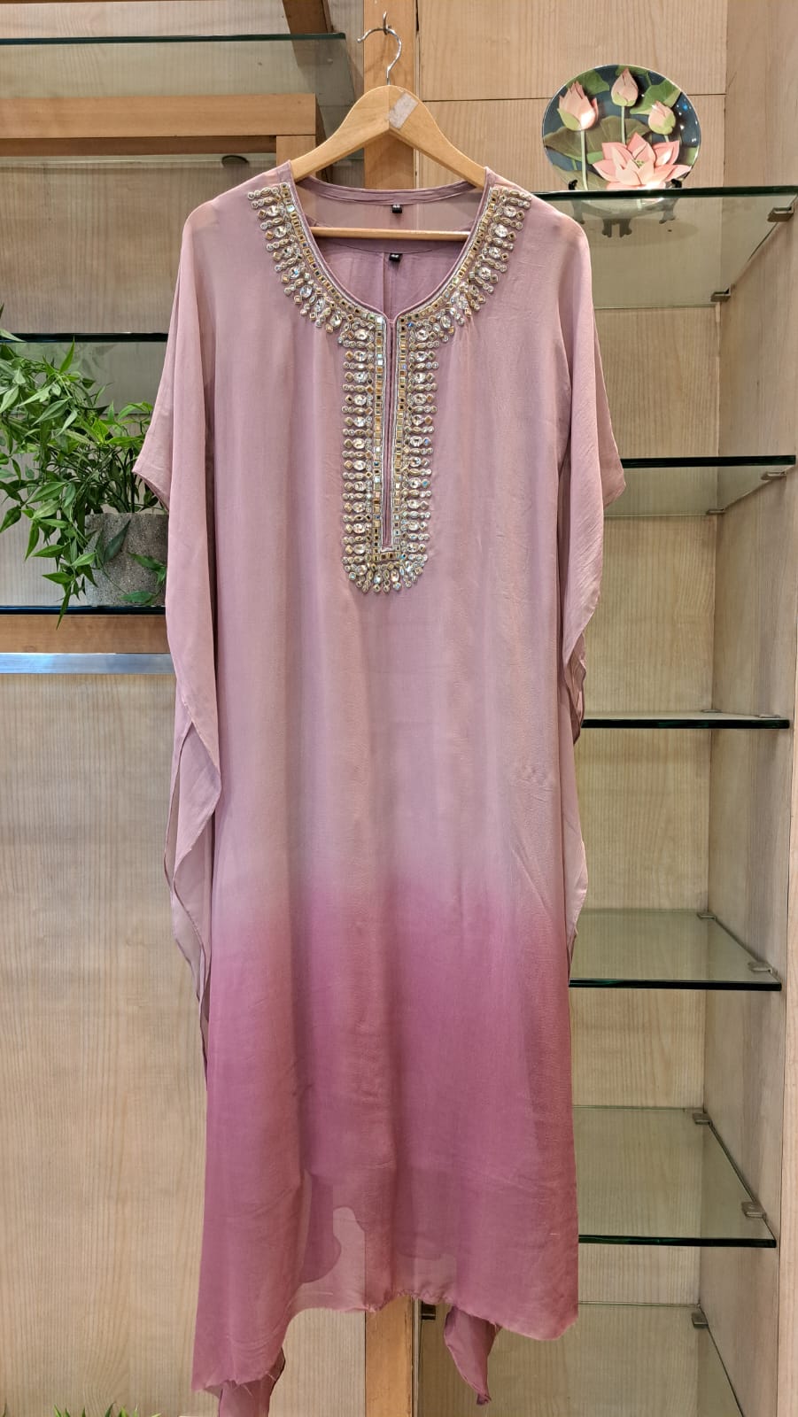 ***** handcrafted georgette kaftans sarwoskis pastels ***** - J.BEHARI