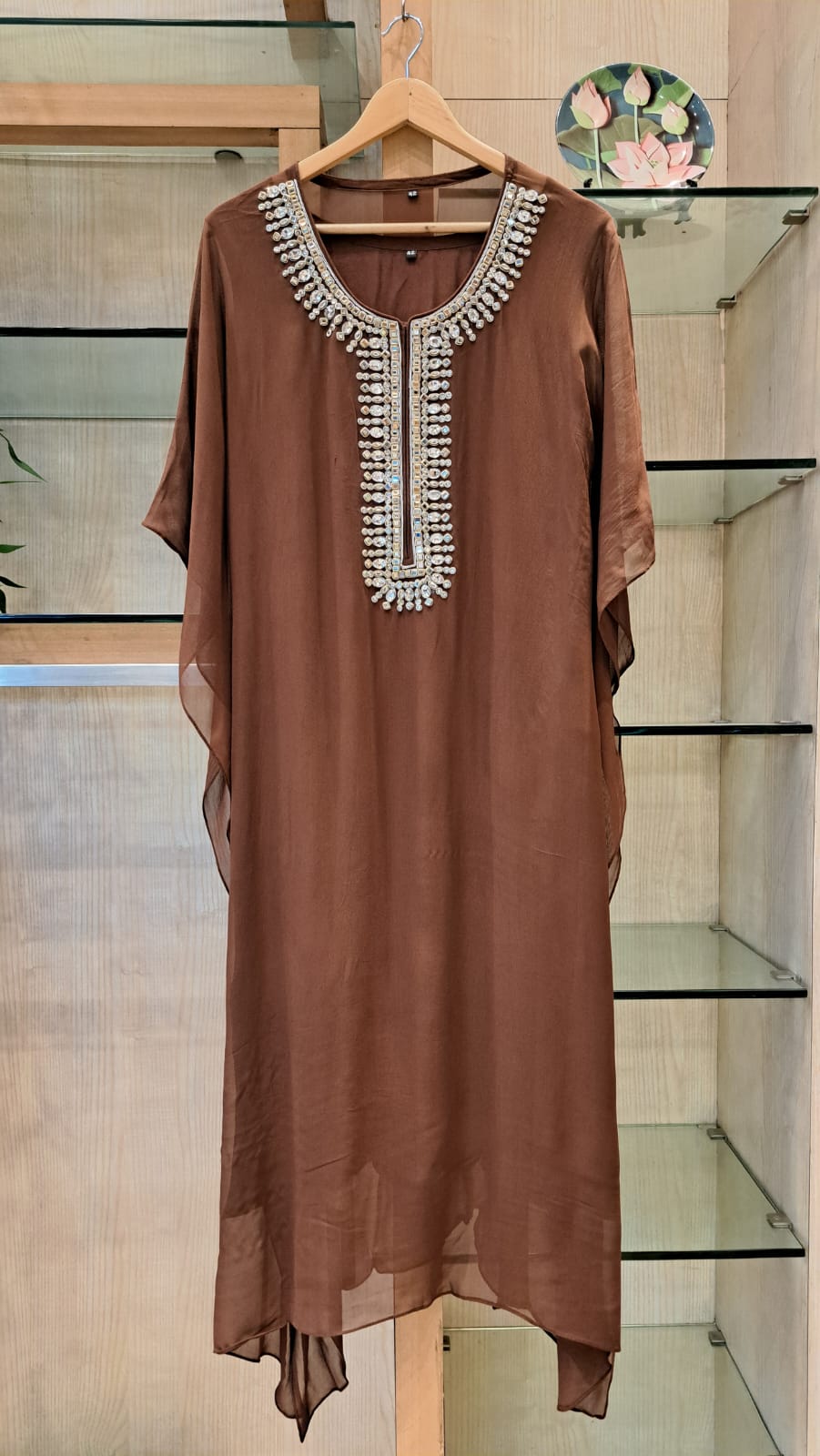 ***** handcrafted georgette kaftans sarwoskis pastels ***** - J.BEHARI