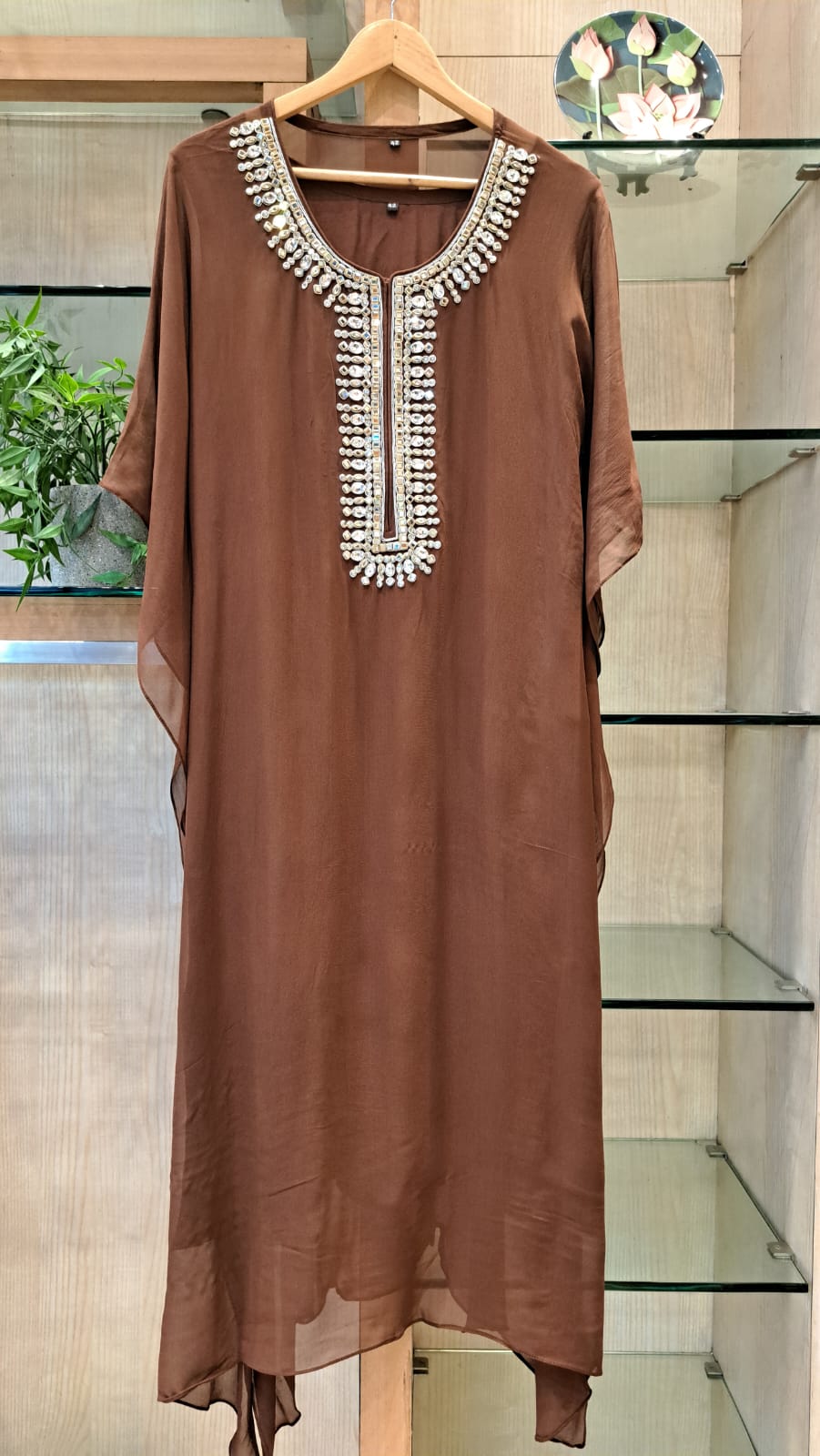 ***** handcrafted georgette kaftans sarwoskis pastels ***** - J.BEHARI