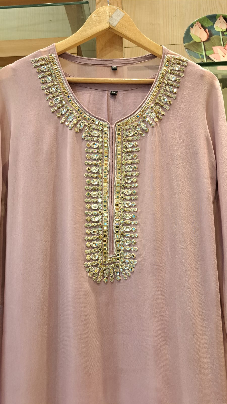 ***** handcrafted georgette kaftans sarwoskis pastels ***** - J.BEHARI