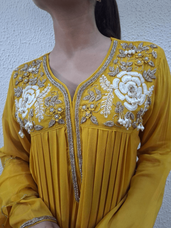 J Behari Georgette Anarkali with Katdana & Thread Embroidery (Full - Stitched) - J.BEHARI