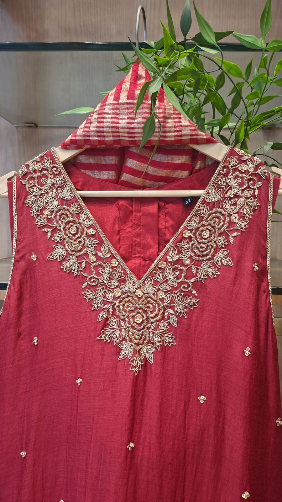 Luxury Handcrafted Mul Chanderi Embroidered Suit Set - J.BEHARI