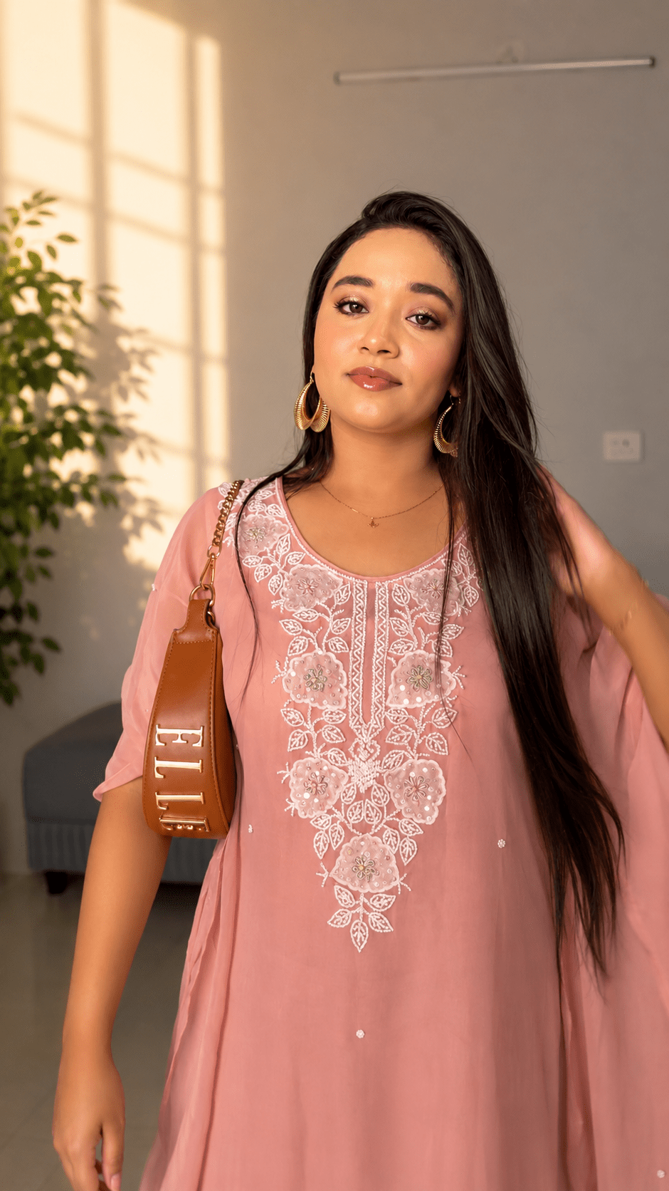 Maira Mansoor Pearl Embroidered Georgette Kaftan - J.BEHARI