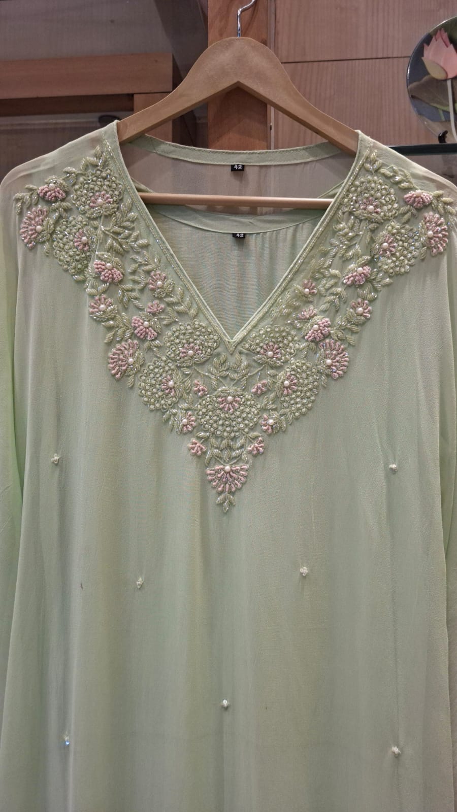 Meher Floral Pearl Embroidered Georgette Kaftan - J.BEHARI