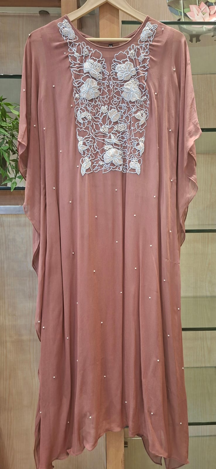 Mink Royale Brown Georgette Kaftan - J.BEHARI