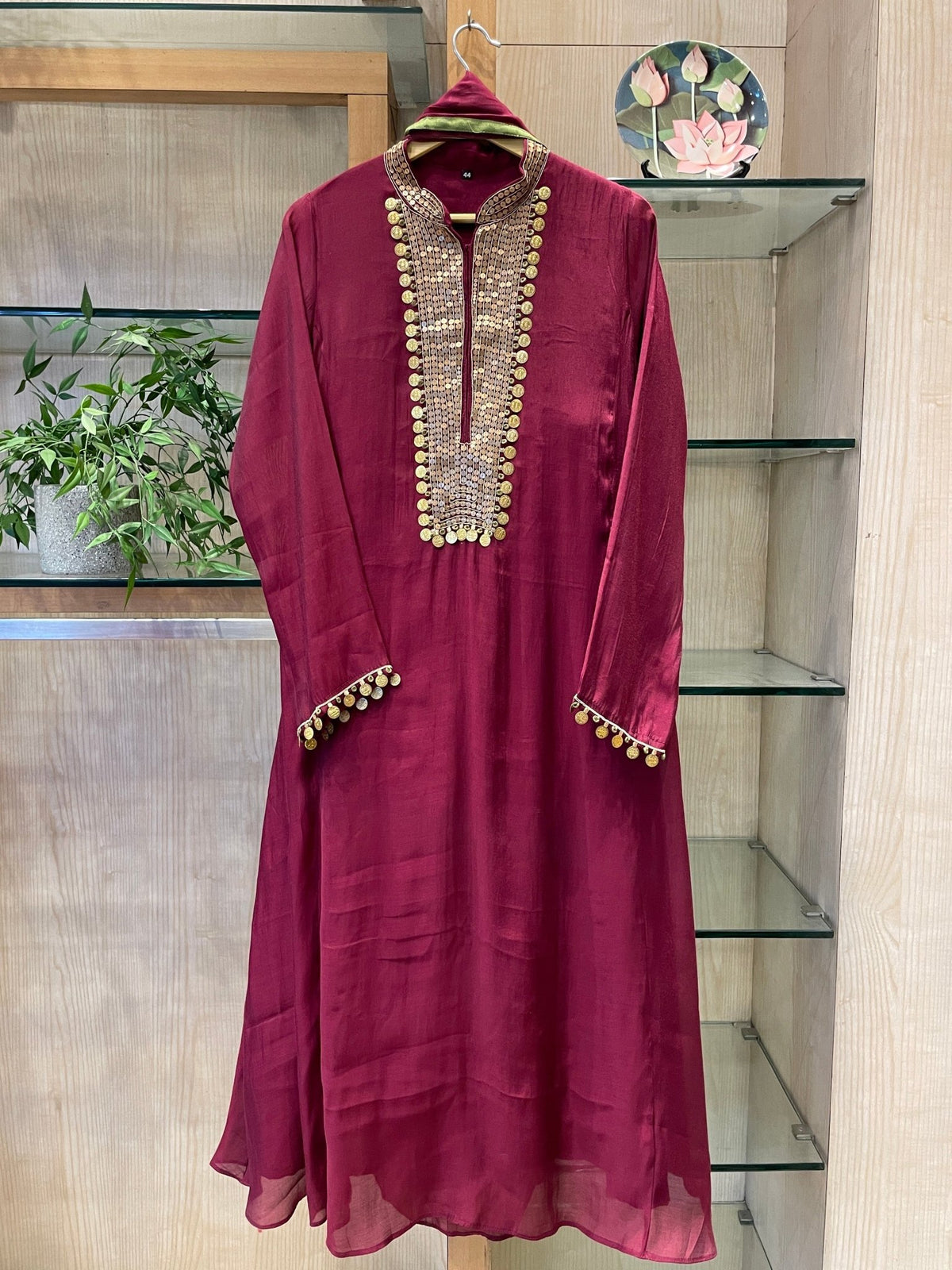 Mul Chanderi Zardozi Embroidered Suit Set - J.BEHARI
