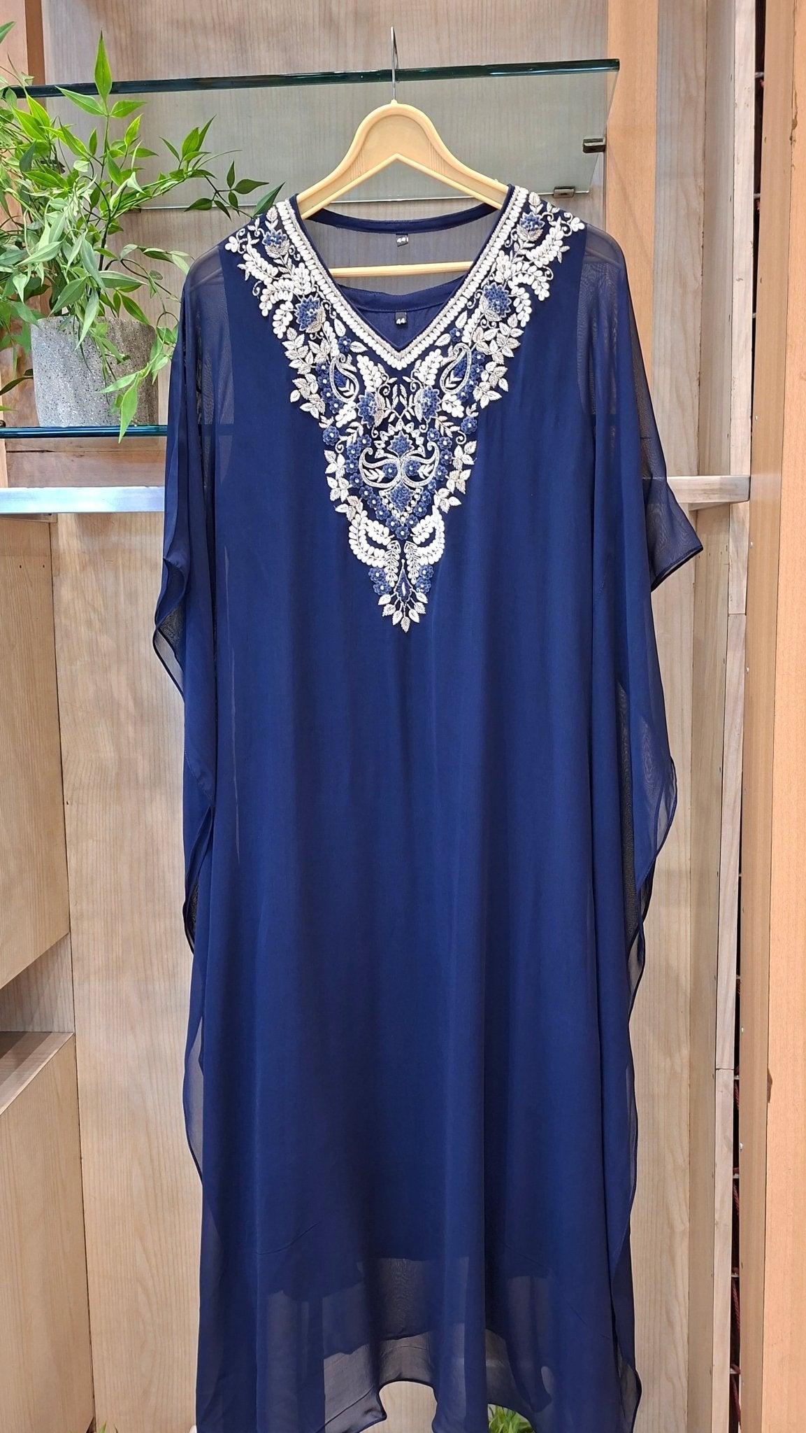 paisley neck zardozi embroidery kaftans - J.BEHARI