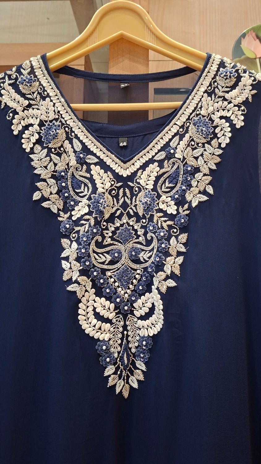 paisley neck zardozi embroidery kaftans - J.BEHARI