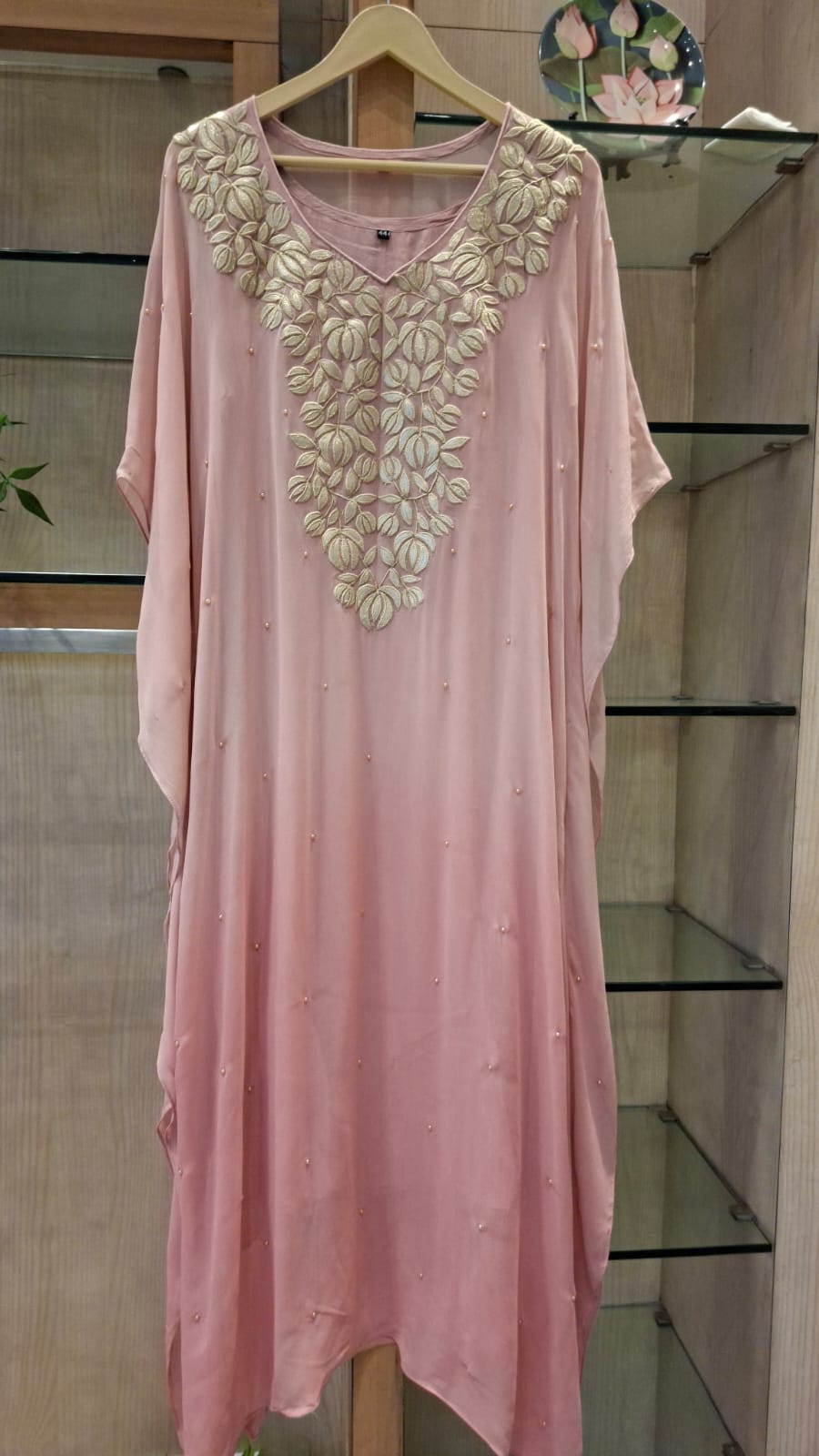 Pearl Bloom Appliqué Kaftan - J.BEHARI